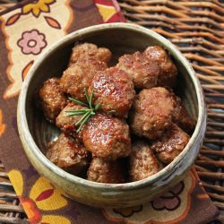 Bourbon & Cider Glazed Meatballs - Recipe photo by Ibreatheimhungry