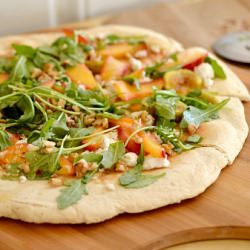 Honey, fig and peach pizza - Recipe photo by claireg