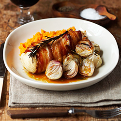 Chicken Breast Wrapped in Bacon - Recipe photo by finedininglovers