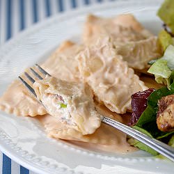 Crab Ravioli w/ Saffron Cream Sauce - Recipe photo by tideandthyme