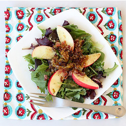 Mixed Greens w/ Apples, Leeks, Bacon - Recipe photo by Tasty Yummies