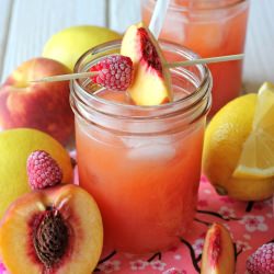 Raspberry Peach Lemonade - Recipe photo by damndelicious