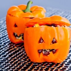 Halloween Carved Bell Peppers - Recipe photo by IMPROVkitchen