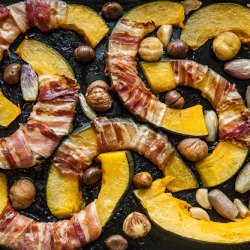 Roasted Pumpkin Wrapped in Pancetta - Recipe photo by Minty Meta