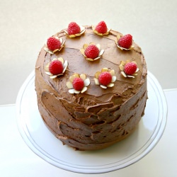 Chocolate Cake Berry Almond Flowers - Recipe photo by Elena at A Casarella