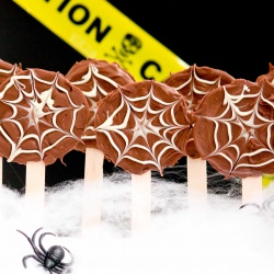 Chocolate Spiderweb Lollipops - Recipe photo by Mis-Cakes