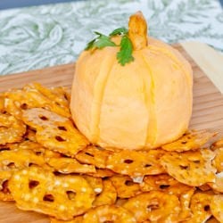 Pumpkin Shaped Cheese Ball - Recipe photo by IMPROVkitchen