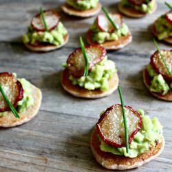 Blue Corn Blini with Avocado Salad - Recipe photo by WhatJewWannaEat