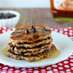 Vegan Chocolate Chip Oat Pancakes - Recipe photo by curiouscountrycook