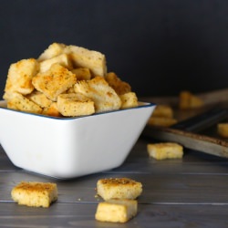Parmesan Sourdough Croutons - Recipe photo by WholeLifestyleNutrition