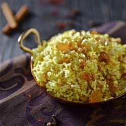 Saffron Rice w/ Raisins & Pine Nuts - Recipe photo by lemonsandanchovies