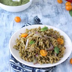 Minty Pesto Pasta - Recipe photo by Dishesfrommykitchen