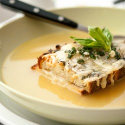Soup w/ Toasted Pesto-Fontina Bread - Recipe photo by Diva Eats Italia