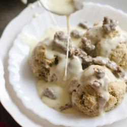 Oat and Almond Biscuits with Gravy - Recipe photo by Mary from Sweet Roots