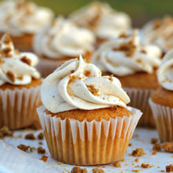 Pumpkin Cupcakes w/Caramel Frosting - Recipe photo by Sweet Southern Blue