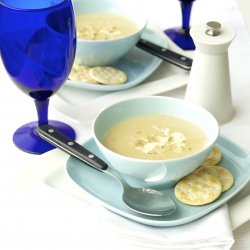 Parsnip-Pear Soup w/ Almond-Vanilla - Recipe photo by Diva Eats World