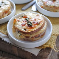 Cheesy Sweet Potato Stacks - Recipe photo by BevCooks