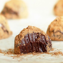 Vegan Dark Chocolate Fudge Truffles - Recipe photo by ChocolateCoveredKatie