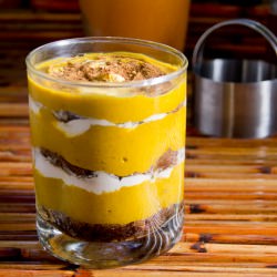 Pumpkin Custard Layered Spice Cake - Recipe photo by Cucina Libera