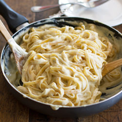 Healthy Fettucine Alfredo - Recipe photo by pinchofyum