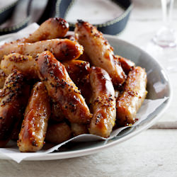 Maple-Mustard Chipolatas - Recipe photo by Simply Delicious