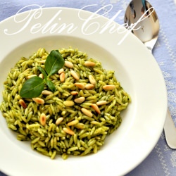 Basil Pesto Orzo - Recipe photo by PelinChef