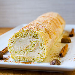 Eggnog Roulade with Rum Buttercream - Recipe photo by Savory Simple
