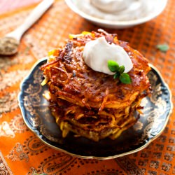 Vegan Indian-Spiced Potato Latkes - Recipe photo by BitterSweet
