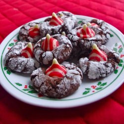 Chocolate Crinkle Mint Kiss Cookies - Recipe photo by thebatterthickens
