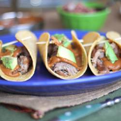 Pulled Pork Tacos with Mole Sauce - Recipe photo by roastedroot