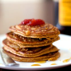 Flourless PB & J Pancakes - Recipe photo by WholeLifestyleNutrition
