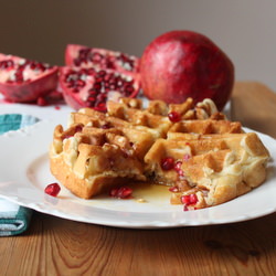 Pomegranate Oatmeal Waffles - Recipe photo by itsybitsyfoodies