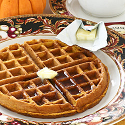 Chai Gingerbread Pumpkin Waffles - Recipe photo by teatattler