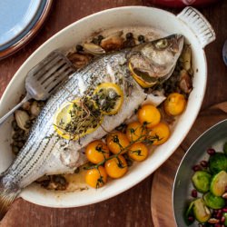 Herb-Roasted Striped Bass - Recipe photo by SimpleBites