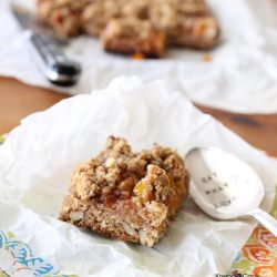Raspberry Apricot Oat Bars - Recipe photo by kneadtocook