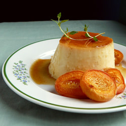 Caramel Custard with Baked Apricots - Recipe photo by Ola