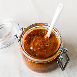 Fire Roasted Tomato Harissa - Recipe photo by kitchen confidante