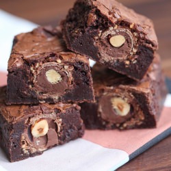 Rocher-Stuffed Brownies - Recipe photo by Miss Renaissance