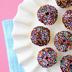 Chocolate-Glazed Baked Mini Donuts - Recipe photo by brighteyedbaker