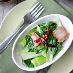 Bok Choy with Crispy Pork - Recipe photo by rachelcooksthai