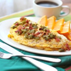 Bacon Green Chile Omelets - Recipe photo by barefeetinthekitchen
