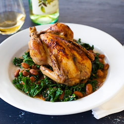 Cornish Hen with Beans and Kale - Recipe photo by sallypv