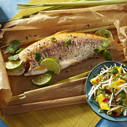 Golden Trout with Mango Salad - Recipe photo by Photoappetite