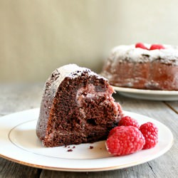 Chocolate Raspberry Swirl Bundt - Recipe photo by Hungry Couple