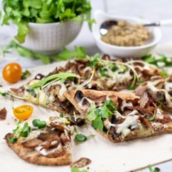 “Philly” Cheese Steak Pizza - Recipe photo by The Healthy Foodie