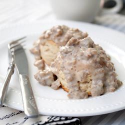 Sausage Gravy & Biscuits - Recipe photo by tideandthyme