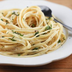Lightened Fettuccine Alfredo - Recipe photo by ringfingertanline