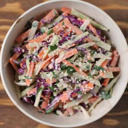 Broccoli Slaw with Tahini Dressing - Recipe photo by penthousekitchen