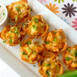 Buffalo Chicken Wonton Cups - Recipe photo by JoyouslyDomestic