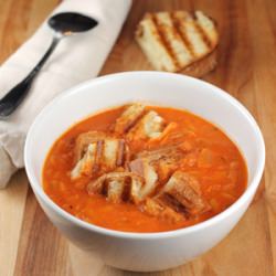 Tomato Soup & Cheesy Croutons - Recipe photo by Food Gal